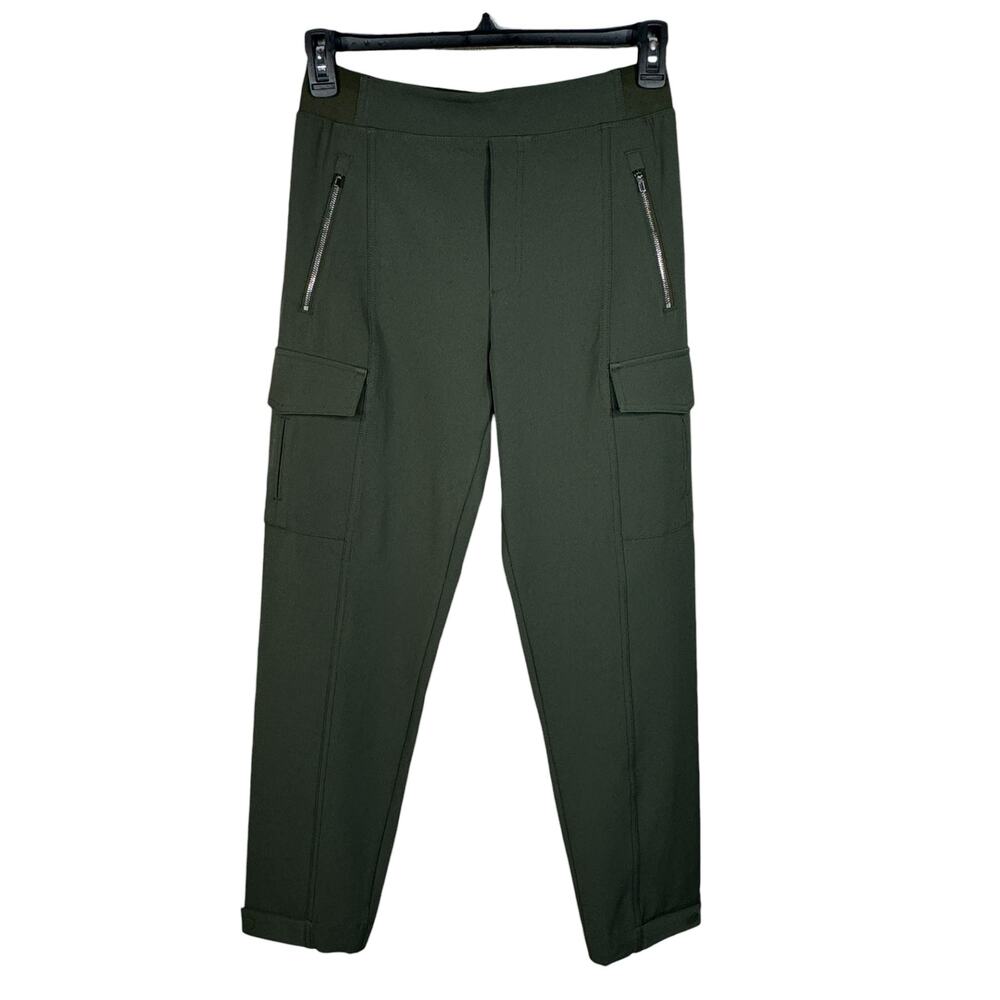 Athleta SZ 6 Endless High Rise Cargo Pants Tapered Stretch Adjustable Cuff Olive